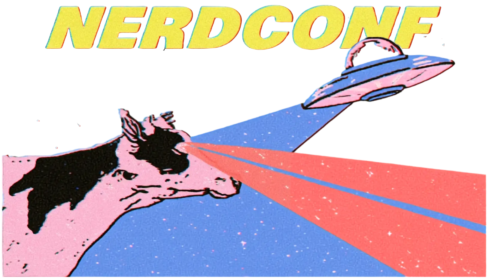 NERDCONF cow firing laser beams toward a UFO