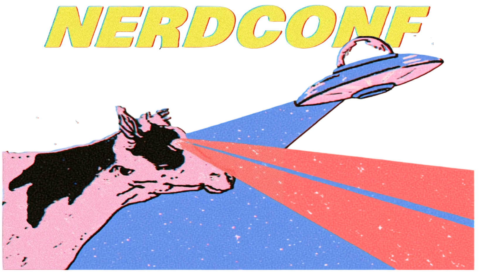 NERDCONF cow firing laser beams toward a UFO