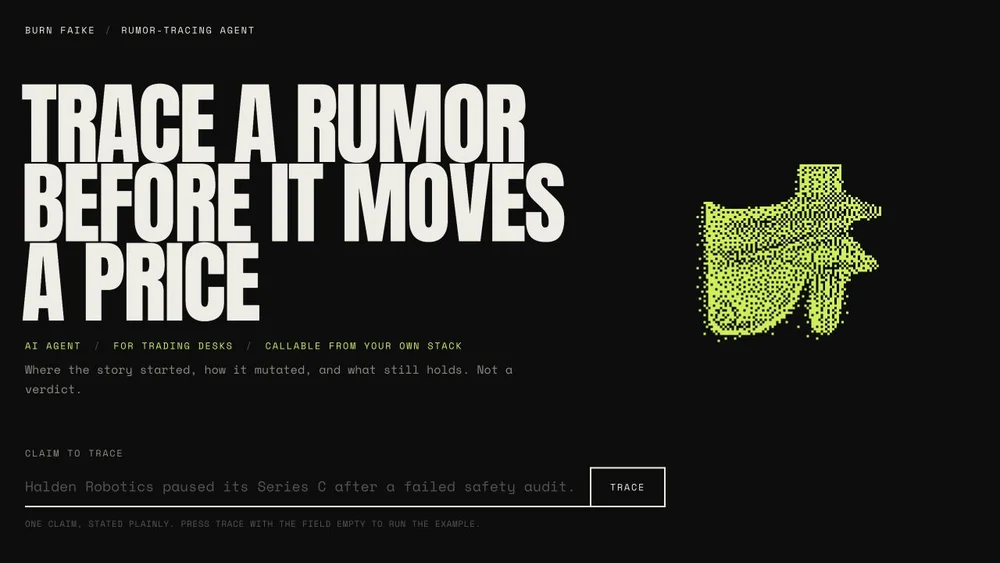 Burn fAIke’s rumor-tracing interface