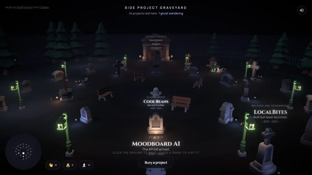 A 3D graveyard of abandoned side projects